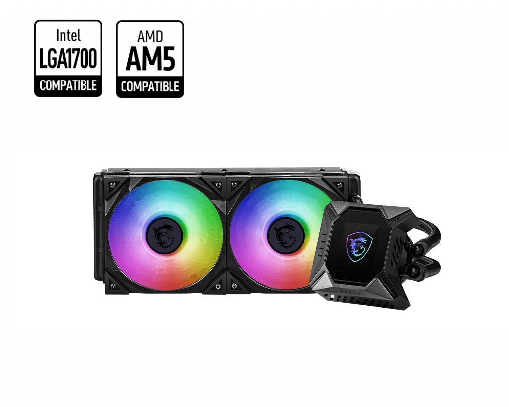 Водяное охлаждение для CPU MSI MPG CORELIQUID K240 V2. Socket Intel/AMD, 4pin, Fan 2x120см, ARGB