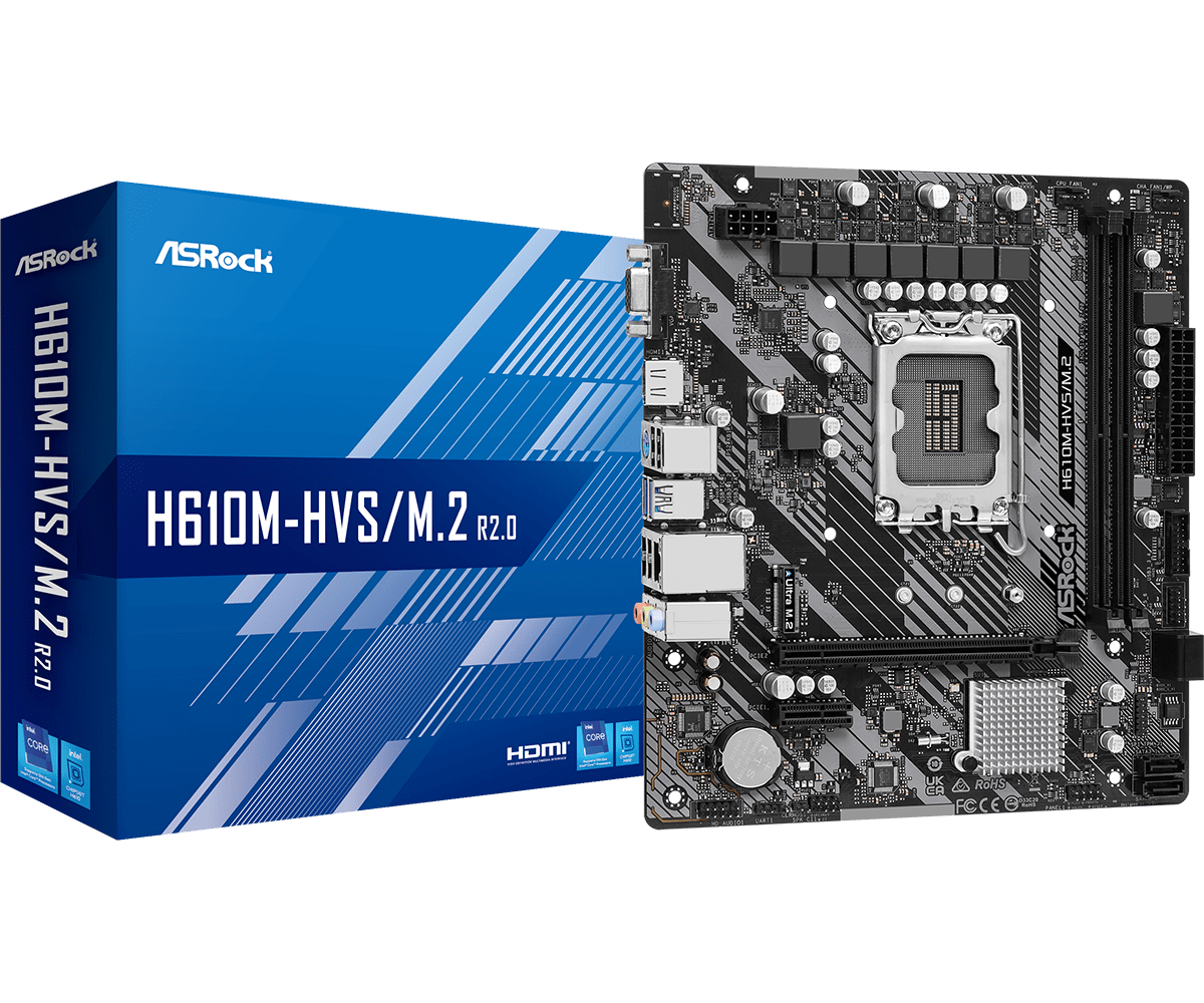 Материнская плата ASRock H610M-HVS/M.2 R2.0 LGA1700 2xDDR4 4xSATA M.2 D-Sub HDMI mATX